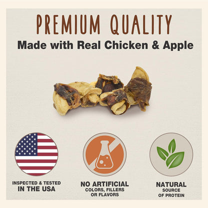 Gourmet Apple & Chicken Dog Treats Wraps - Healthy & Natural Chicken & Apple Dog Training Treats for Small & Large Breeds - Inspected & Tested in USA (28 Oz.)